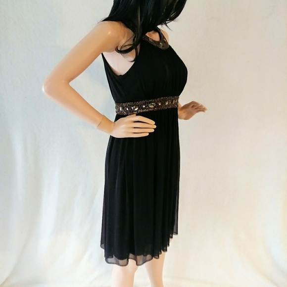 SALE! Cache Sz 8 Brown Beaded Fancy Party Dress - Picture 4 of 8